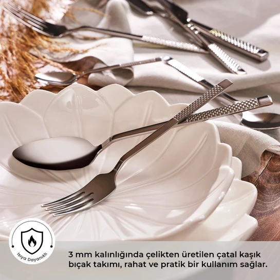 Emsan Side 84 Parça 12 Kişilik Çatal Kaşık Bıçak Takımı