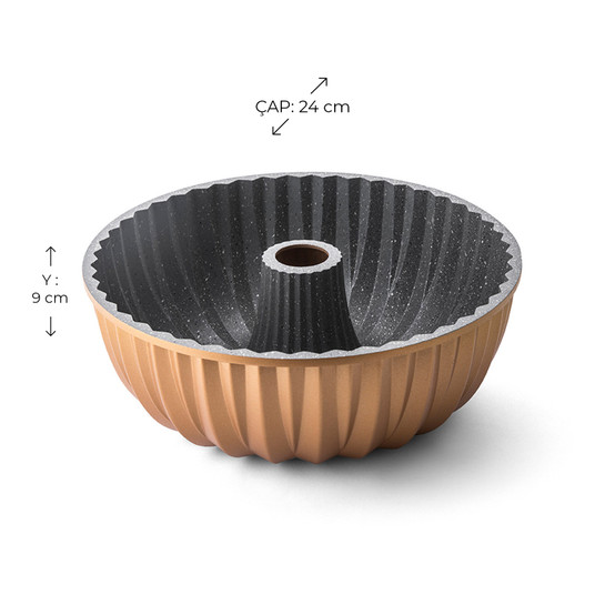 Emsan Griss Hardstone Döküm Kek Kalıbı Gold 24 cm 