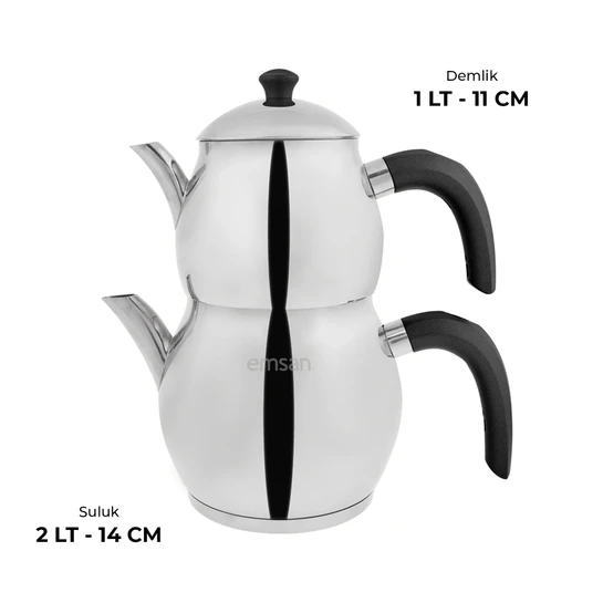 Emsan Cemre Maxi Siyah Çaydanlık Takımı 1.0-2.0Lt