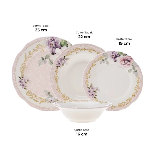Emsan Flory Stoneware 24 Parça 6 Kişilik Yemek Takımı