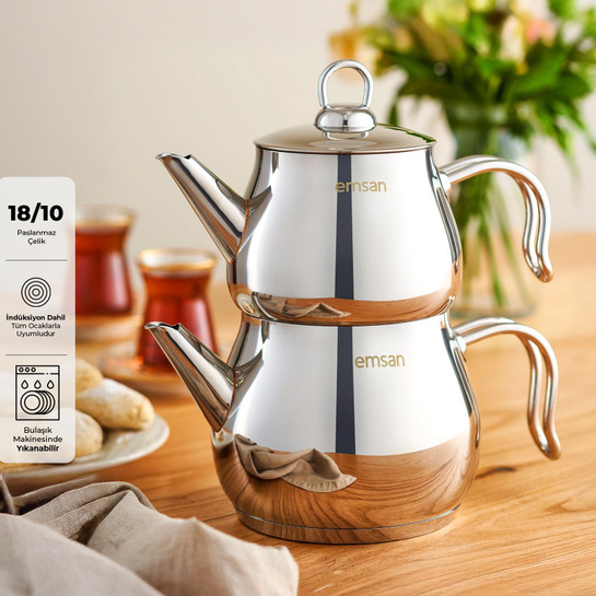 Emsan Lina Midi Çaydanlık Takımı İnox 1 - 1.6 Lt