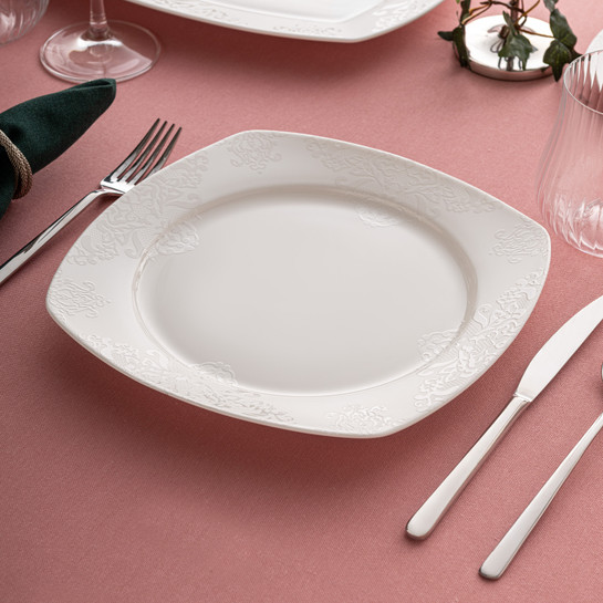 Emsan Bone Yeni Begonya 12 Kişilik Yemek Takımı 60 Parça Yarım Kare