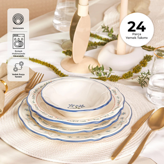 Emsan Farina Porselen 24 Parça 6 Kişilik Yemek Takımı