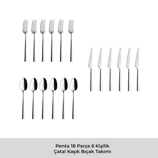 Emsan Penta 18 Parça 6 Kişilik Çatal Kaşık Bıçak Takımı