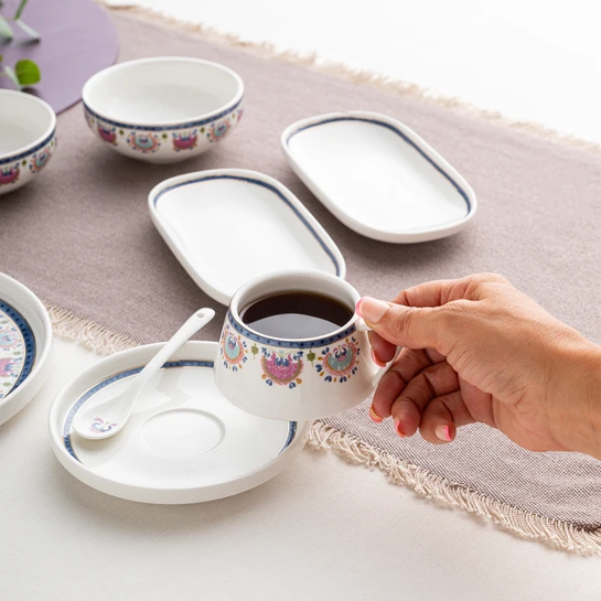Emsan Ethnic Pink Porselen 32 Parça 6 Kişilik Kahvaltı/Servis Takımı