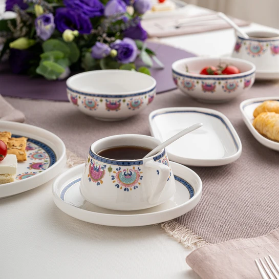 Emsan Ethnic Pink Porselen 32 Parça 6 Kişilik Kahvaltı/Servis Takımı
