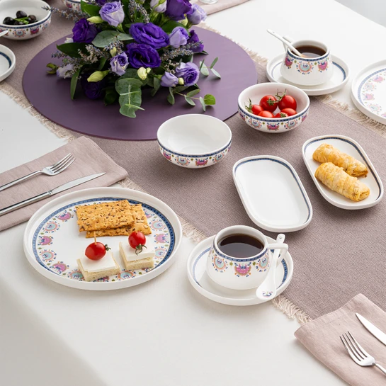 Emsan Ethnic Pink Porselen 32 Parça 6 Kişilik Kahvaltı/Servis Takımı