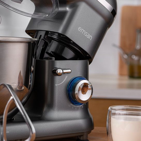 Emsan Bella Gusto Comfort Kıyma Çekme Aparatlı Hamur Yoğurma Makinesi Gri 1300W 5,5L