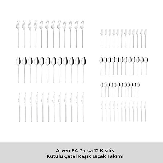 Emsan Arven 84 Parça 12 Kişilik Kutulu Çatal Kaşık Bıçak Takımı