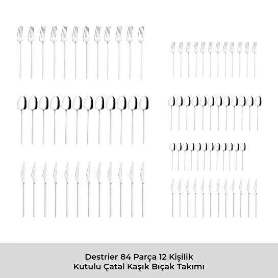 Emsan Destrier 84 Parça 12 Kişilik Kutulu Çatal Kaşık Bıçak Takımı