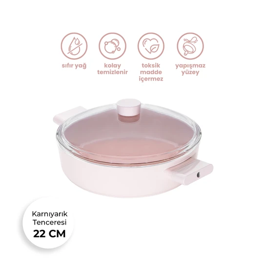 Emsan Swiss Crystal Karnıyarık Tenceresi Pembe 22 cm