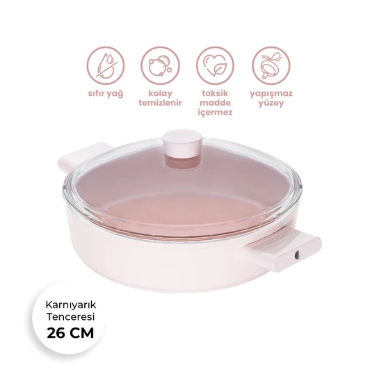 Emsan Swiss Crystal Karnıyarık Tenceresi Pembe 26 cm