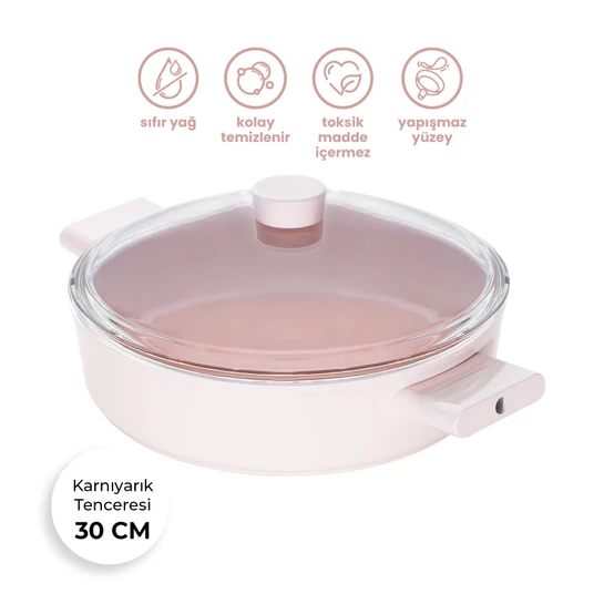 Emsan Swiss Crystal Karnıyarık Tenceresi Pembe 30 cm