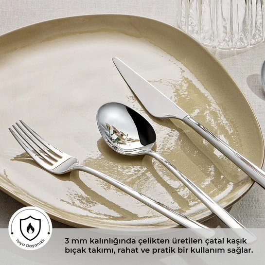 Emsan Ladin 84 Parça 12 Kişilik Çatal Kaşık Bıçak Seti Kutulu