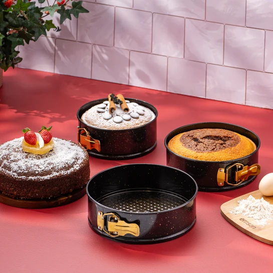 Emsan Circle 3'lü Kek Kalıbı Seti 16-18-20 cm kelepçeli