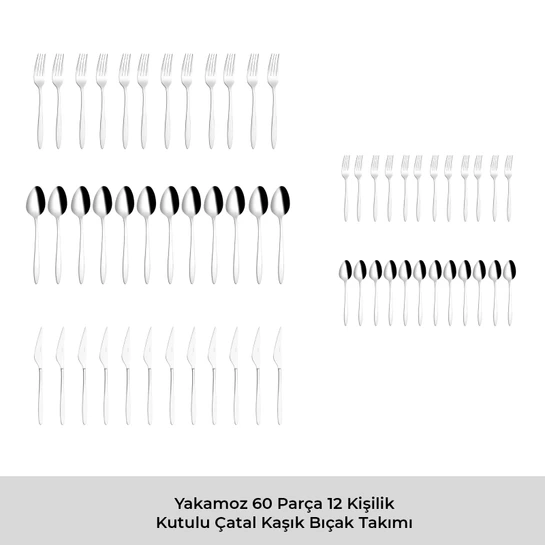 Emsan Yakamoz 60 Parça 12 Kişilik Kutulu Çatal Kaşık Bıçak Takımı