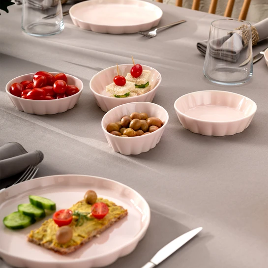 Emsan Cozy 14 Parça 6 Kişilik Porselen Kahvaltı Takımı Pembe
