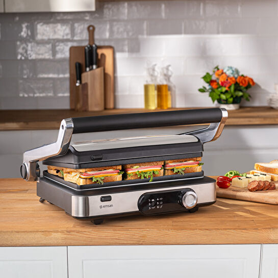 Emsan Grillmaster İnox Döküm Izgara ve Tost Makinesi 6 Dilim Kapasiteli