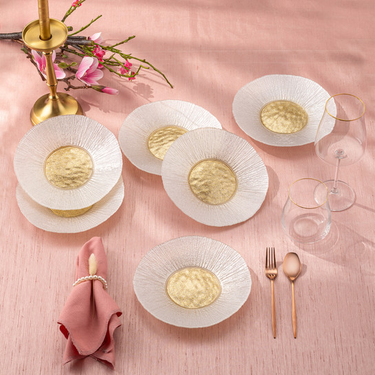 Emsan Golden 6 Kişilik Cam Pasta Seti 21 cm