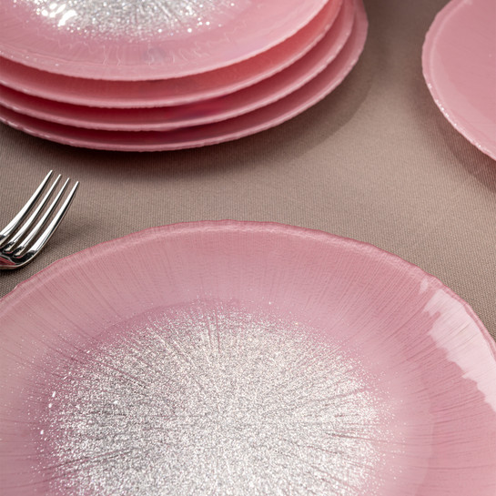 Emsan Pastel 7 Parça Cam Pasta / Tatlı Seti Pembe