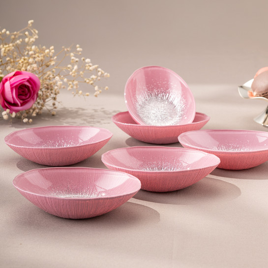 Emsan Pastel 6 Parça Cam Gondol 12 cm Pembe