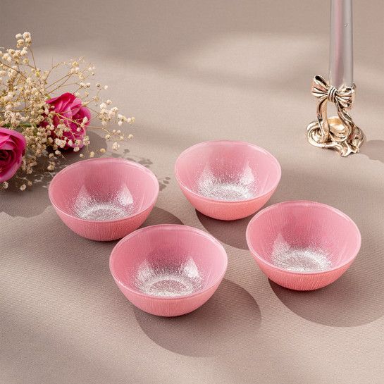 Emsan Pastel 4 Parça Cam Kase 10 cm Pembe