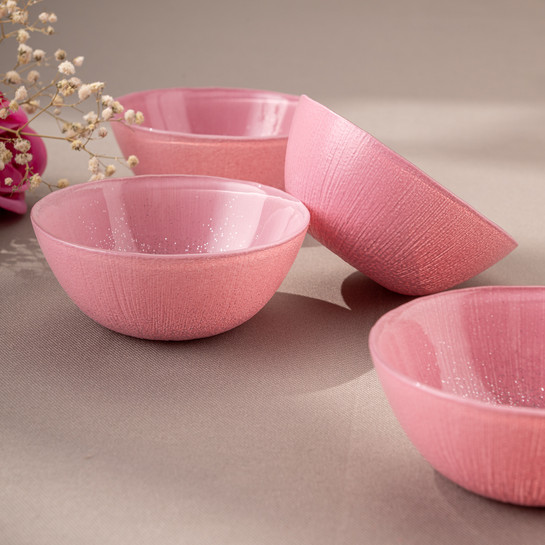 Emsan Pastel 4 Parça Cam Kase 10 cm Pembe