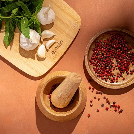 Emsan Rustik Bambu Düz Havan