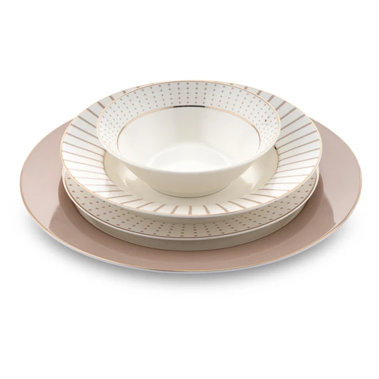 Jumbo Navy 24 Parça 6 Kişilik Yemek Takımı Beige