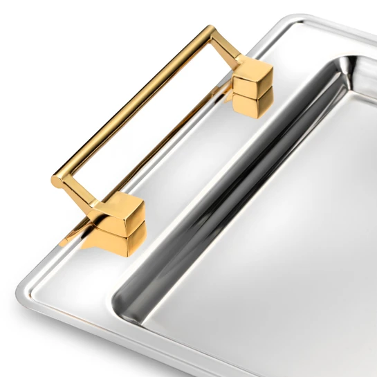 Jumbo Taranto Çelik Küçük Tepsi Gold 41 x 28 cm