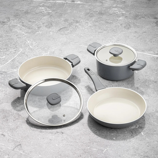 Jumbo Swiss Crystal Grey 5 Parça İndüksiyon Tabanlı Tencere Seti