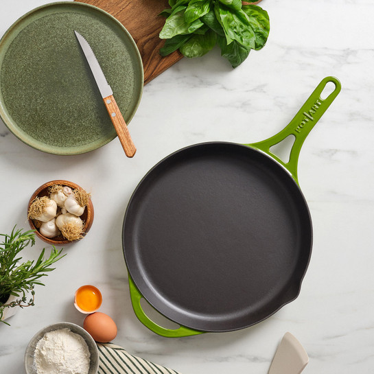 Pot Art Yeşil Düz Döküm Tava 28 cm