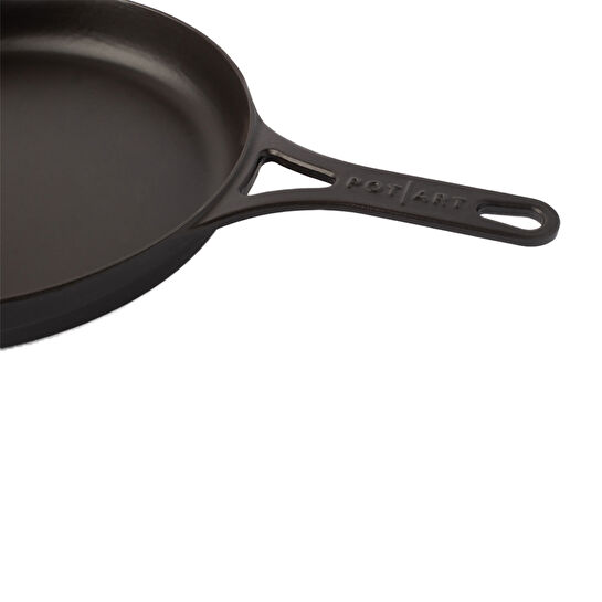 Pot Art Siyah Düz Döküm Tava 28 cm