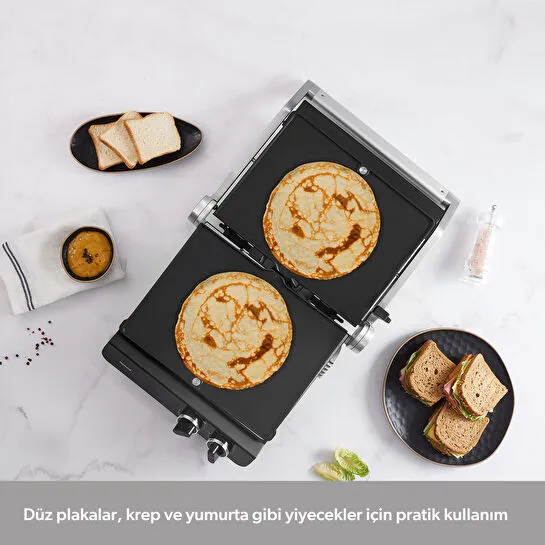 Homend Grilliant 1342H 3 in 1 Inox Gövde Çift Taraflı XL Döküm Plaka Tost ve Izgara Makinesi