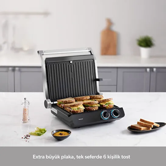 Homend Grilliant 1342H 3 in 1 Inox Gövde Çift Taraflı XL Döküm Plaka Tost ve Izgara Makinesi