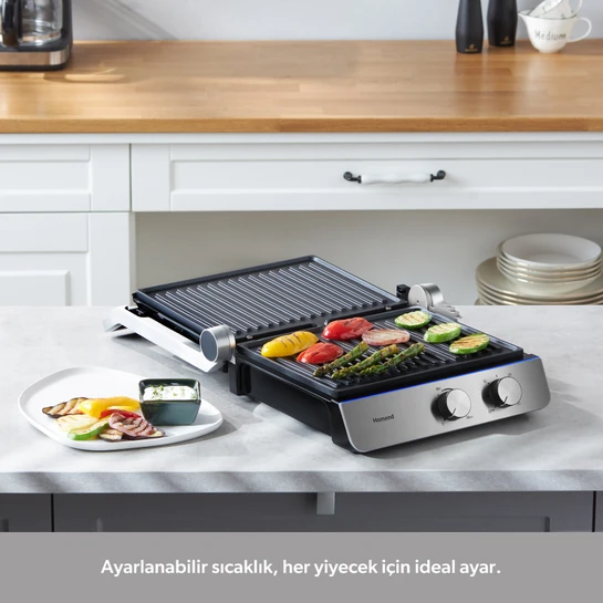 Homend Grilliant 1344H Inox Gövdeli, Döküm Plakalı Tost ve Izgara Makinesi