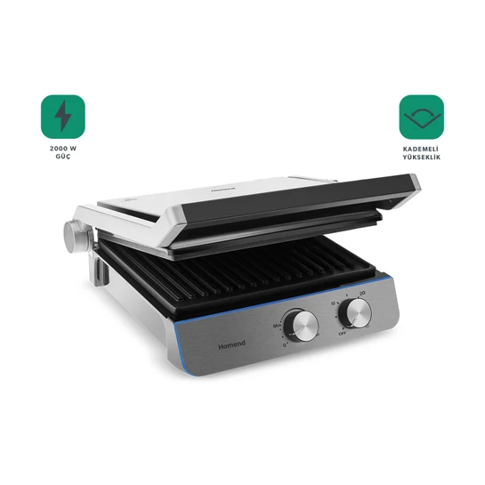 Homend Grilliant 1344H Inox Gövdeli, Döküm Plakalı Tost ve Izgara Makinesi