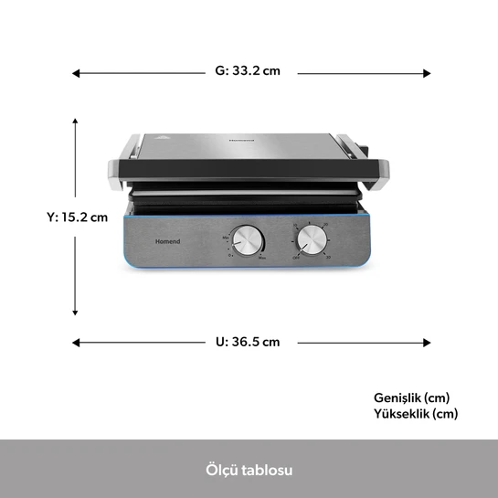 Homend Grilliant 1344H Inox Gövdeli, Döküm Plakalı Tost ve Izgara Makinesi