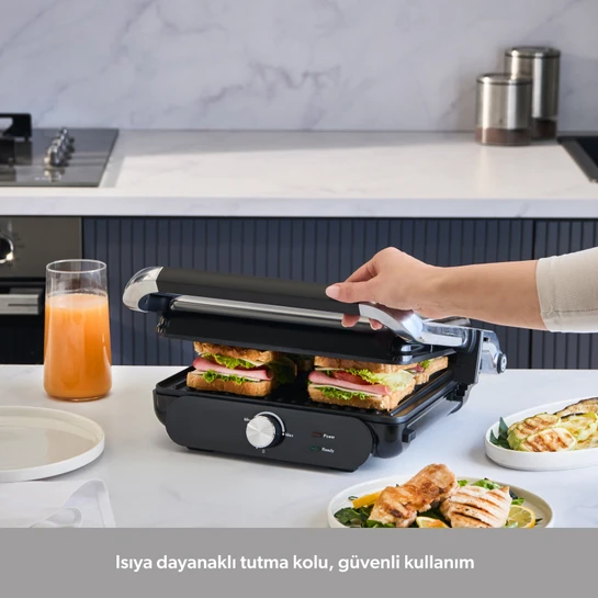 Homend Grilliant 1366H Inox Gövdeli Çıkarılabilir Döküm Plakalı Tost ve Izgara Makinesi