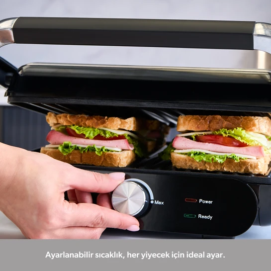 Homend Grilliant 1366H Inox Gövdeli Çıkarılabilir Döküm Plakalı Tost ve Izgara Makinesi