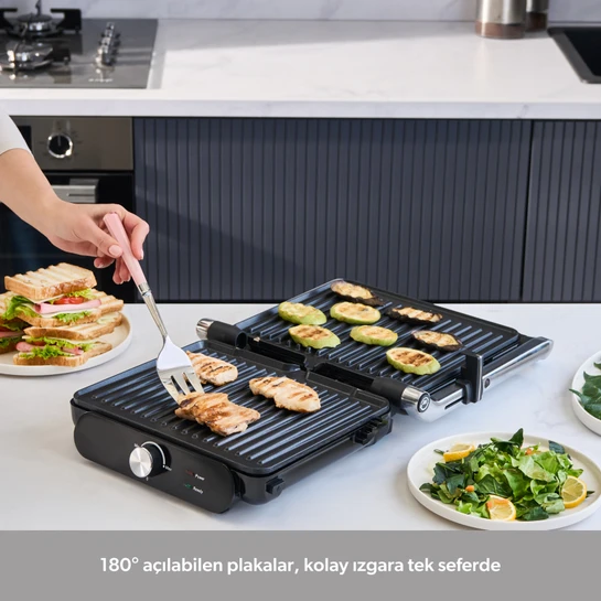 Homend Grilliant 1366H Inox Gövdeli Çıkarılabilir Döküm Plakalı Tost ve Izgara Makinesi