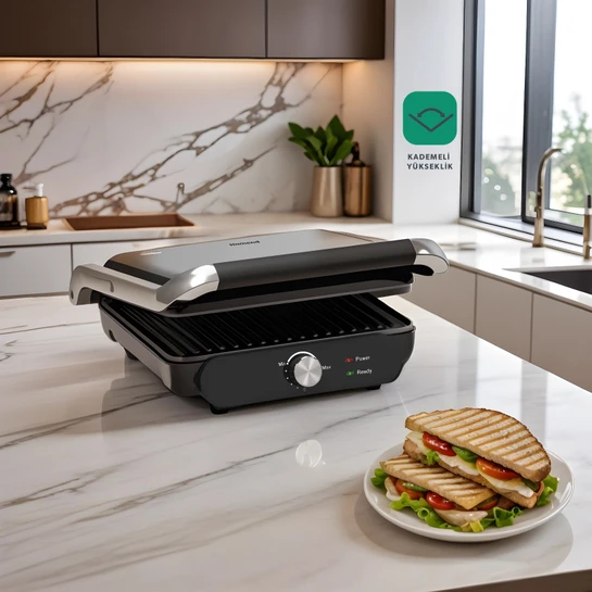 Homend Grilliant 1366H Inox Gövdeli Çıkarılabilir Döküm Plakalı Tost ve Izgara Makinesi