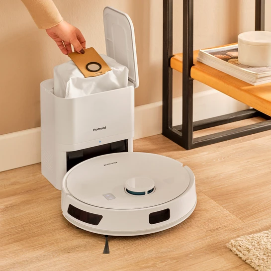 Homend Alex Laser Power 1289H Otomatik Boşaltım Sistemli Yeni Nesil Moplu 5 KPA Robot Süpürge Beyaz