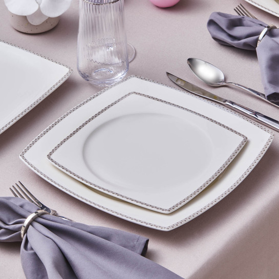 Karaca Square Bone Mindy 53 Parça 12 Kişilik Yemek Takımı Platin