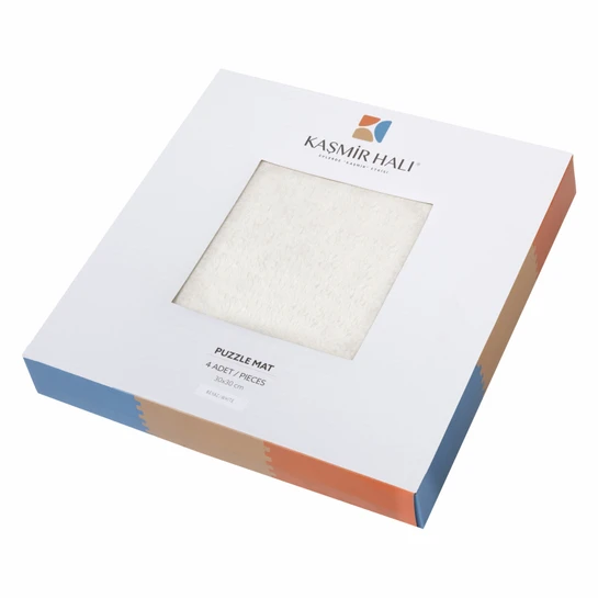 Kaşmir Halı Puzzle Mat Beyaz 30x30 cm