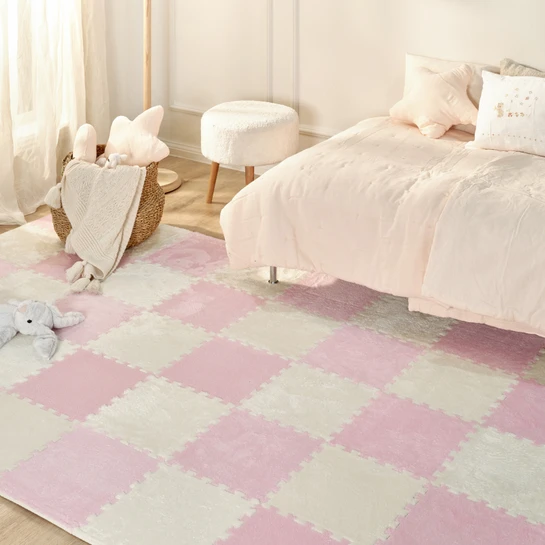 Kaşmir Halı Puzzle Mat Pudra Pembe 30x30 cm