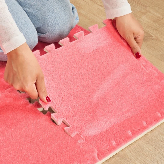 Kaşmir Halı Puzzle Mat Pembe 30x30 cm