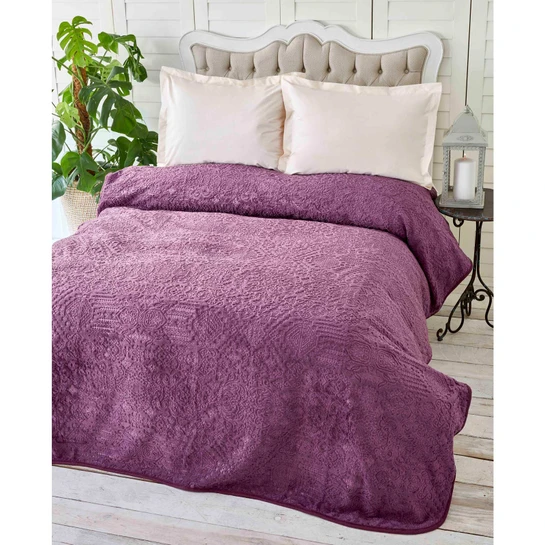 Karaca Home Rauqel Mürdüm Çift Kişilik Embosy Battaniye