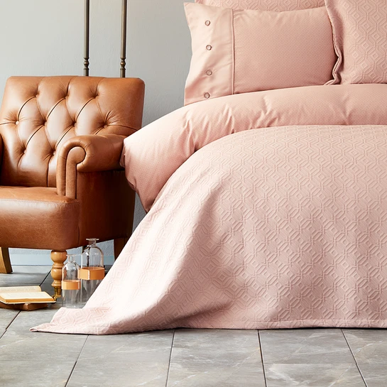 Karaca Home Infinity Geo Pudra Çift Kişilik Yatak Örtüsü Set