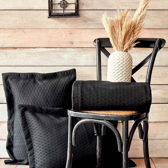 Karaca Home Charm Bold Siyah Çift Kişilik Yatak Örtüsü Set